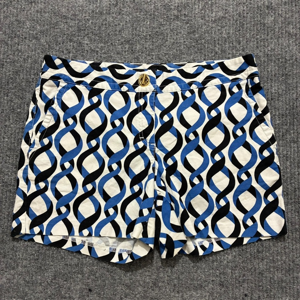 Tommy Hilfiger Womens Shorts Size 8 Chain Link Pattern Flat Front Mid Rise